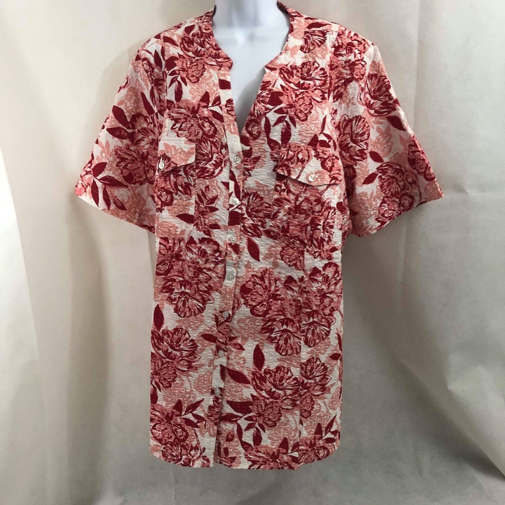 Roaman's Seersucker Shirt Sz 3X NWOT